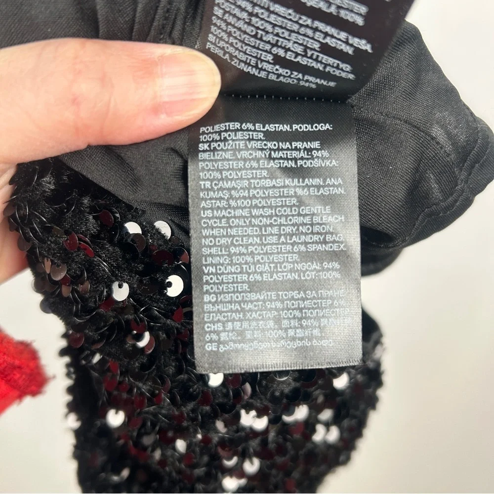 H&M Black Sparkle Shiny Sequin Mini Skirt Size 2